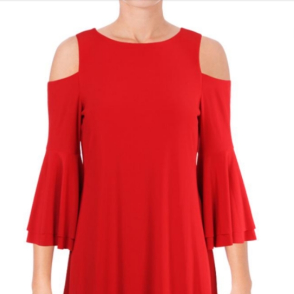 ☀️LAUREN Ralph Lauren NWT cold shoulder dress 8 red - Picture 4 of 17